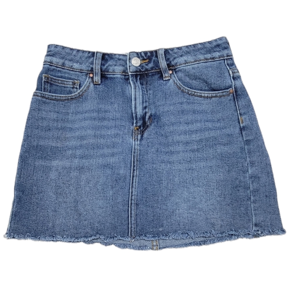 Pacsun Los Angeles Blue Wash Raw Hem Denim Cut-Off Mini Skirt Size 23